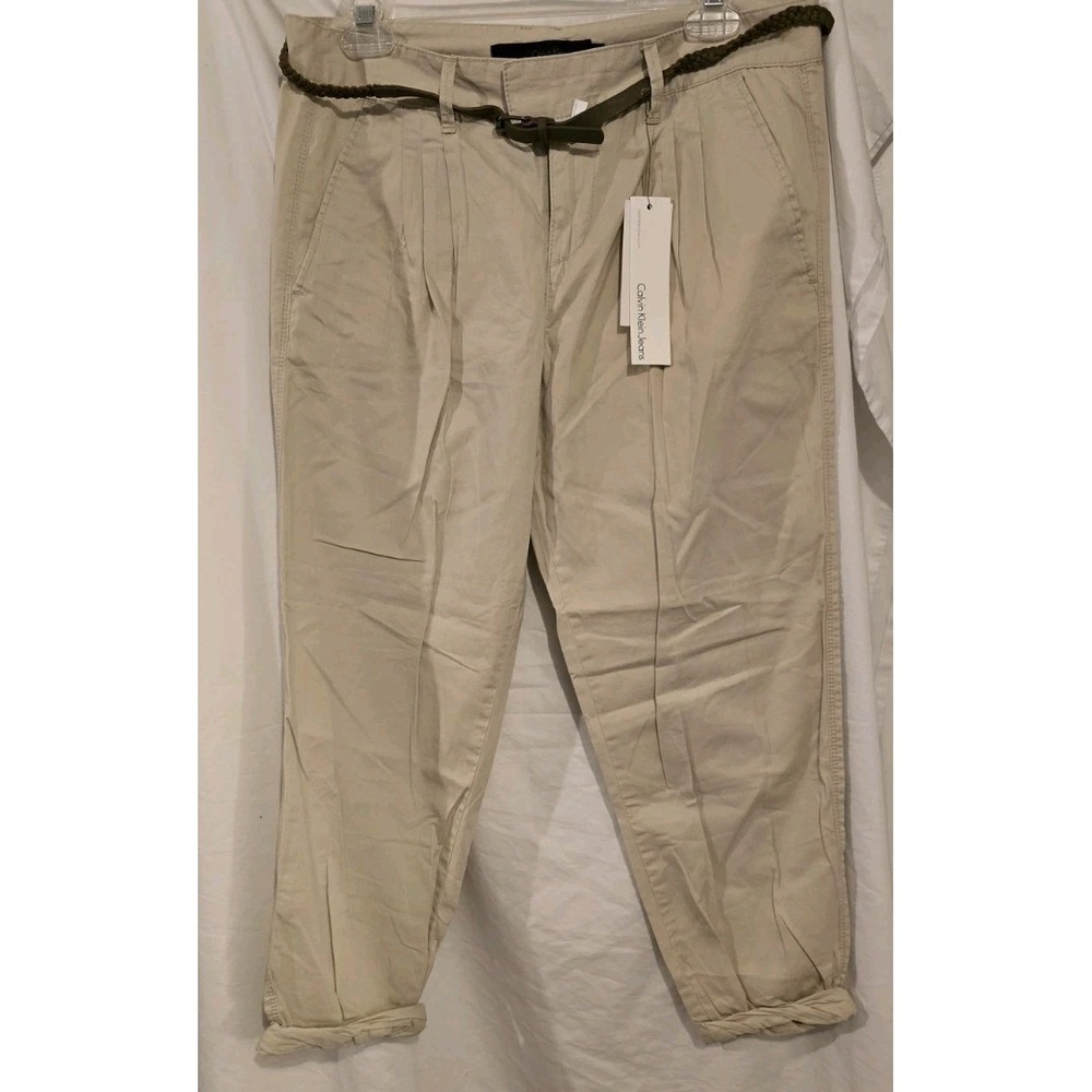 CALVIN KLEIN Womens Skinny Casual Belted Sz 6 ,chino